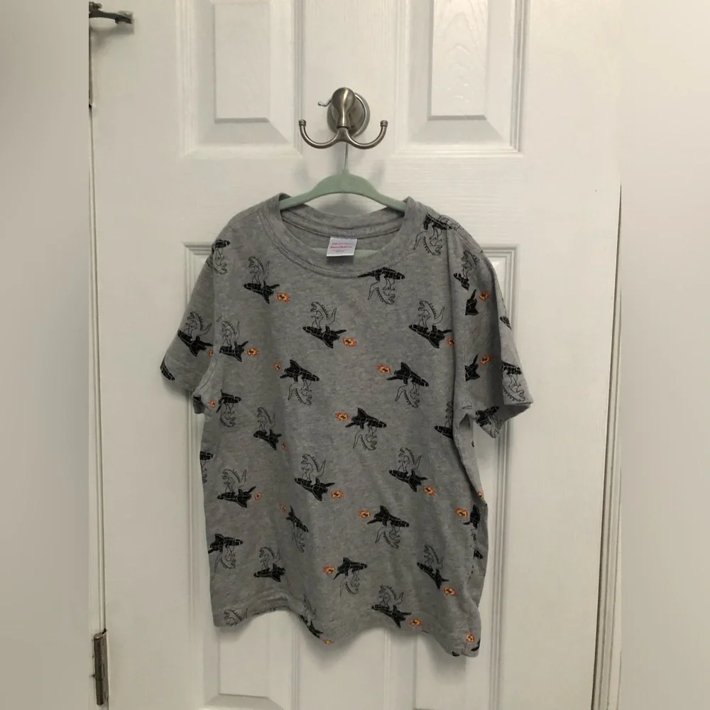 Hanna Andersson 120 boys sz 6 7 T-shirt Godzilla Spaceship Dino Cotton